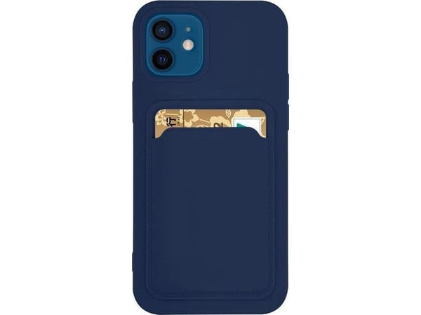 Hurtel Card Case silikoni lompakko tapauksessa kortti taskussa asiakirjat Samsung Galaxy S21 + 5G (S21 Plus 5G) tummansininen