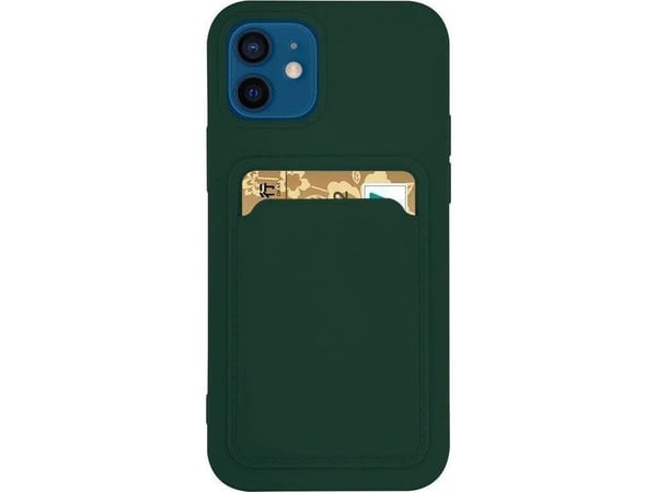 Hurtel Card Case silikoni lompakko tapauksessa kortti taskussa asiakirjat Samsung Galaxy S21 + 5G (S21 Plus 5G) tummanvihreä