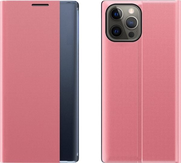 Hurtel Sleep Case flip cover Smart Cover iPhone 13 Pro vaaleanpunainen