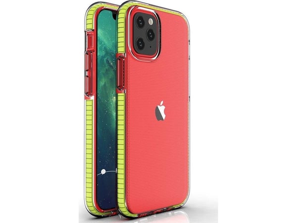 Spring Case klar TPU gel-beskyttelsesdeksel med fargerik ramme til iPhone 13 mini - gul