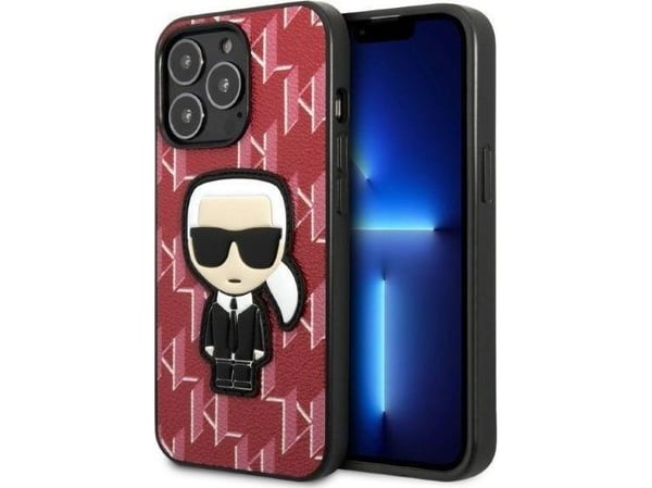 Karl Lagerfeld KLHCP13LPMNIKPI iPhone 13 Pro / 13 6.1" kova kotelo Punainen / punainen Monogrammi kuvakkeet Patch