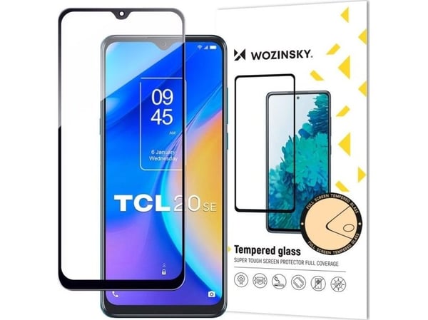 Wozinsky full-limet herdet glass til TCL 20 SE 9H heldekkende med svart ramme