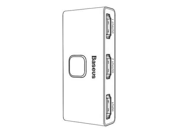 Baseus - Video/ljudsplitter/switch - matris, 2-i-1 eller 1-i-2 - 2 x HDMI - skrivbordsmodell
