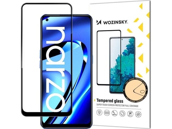 Wozinsky Wozinsky Wozinsky supervahva Full Glue koko näytön karkaistu lasi Case Friendly Realme Narzo 50A kehys musta