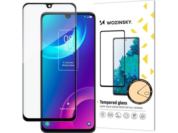 Wozinsky herdet glass Full Glue for hele skjermen med rammevennlig kant Case Friendly TCL 30 5G svart