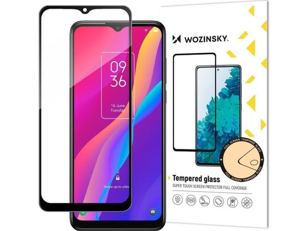 Wozinsky super slitesterkt herdet glass Full Glue for hele skjermen med ramme Case Friendly TCL 30E svart