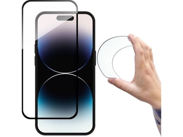 Wozinsky Full Cover Flexi Nano Glass for iPhone 14 Pro – herdet beskyttelsesglass, fleksibelt, svart ramme