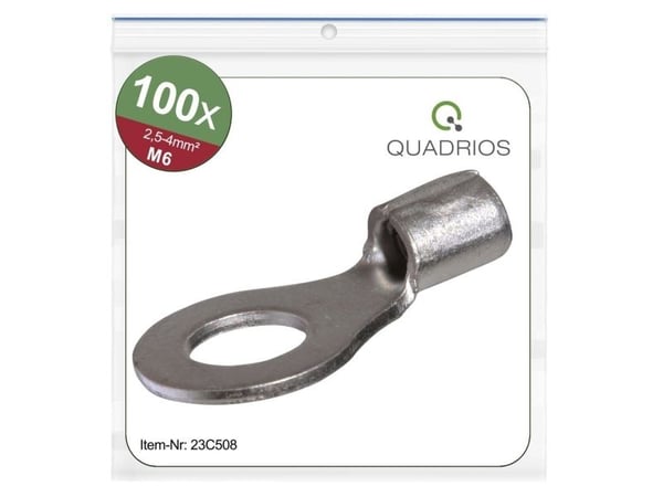 Quadrios 23C508 Rengasliittimet Poikkileikkaus (max.)=4 mm² Reiän halkaisija =6,5 mm Eristämätön 100 kpl