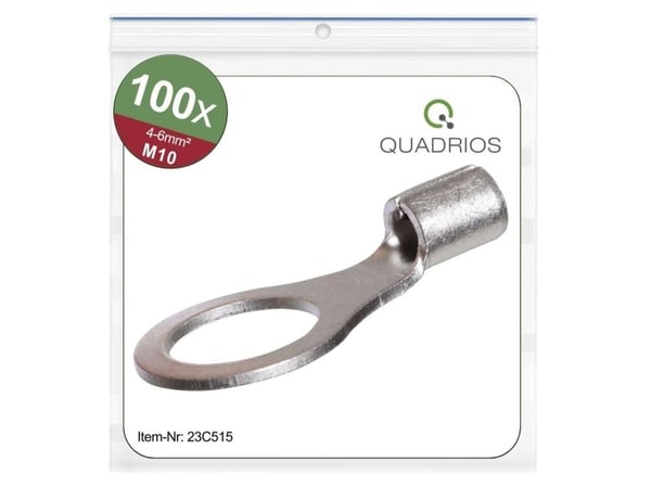Quadrios 23C515 Rengasliittimet Poikkileikkaus (max.)=6 mm² Reiän halkaisija =10,5 mm Eristämätön 100 kpl