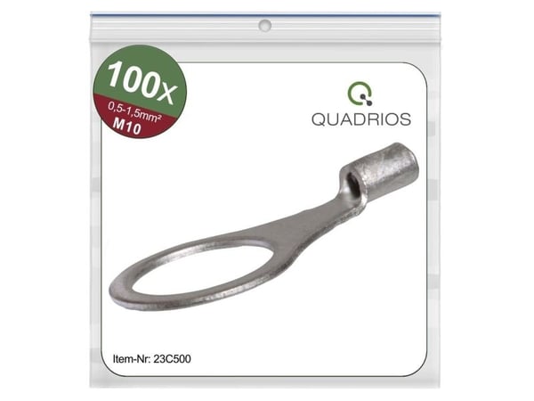 Quadrios 23C500 Rengasliittimet Poikkileikkaus (max.)=1,5 mm² Reiän halkaisija =10,5 mm Eristämätön 100 kpl
