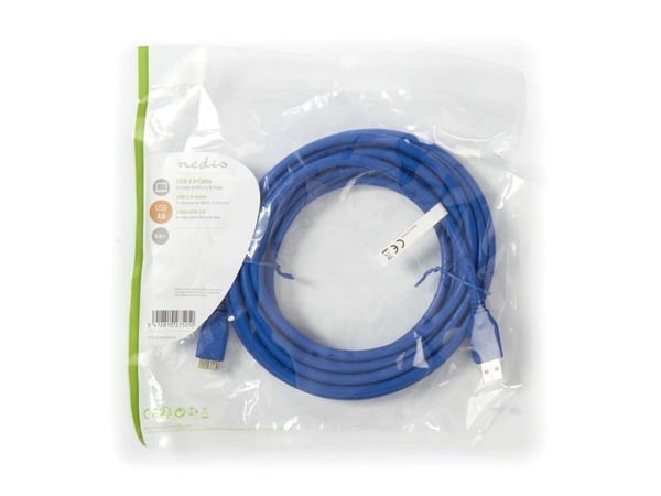 Nedis CCGP61500BU50, 5 m, USB A, Micro-USB B, USB 3.2 Gen 1 (3.1 Gen 1), Blå