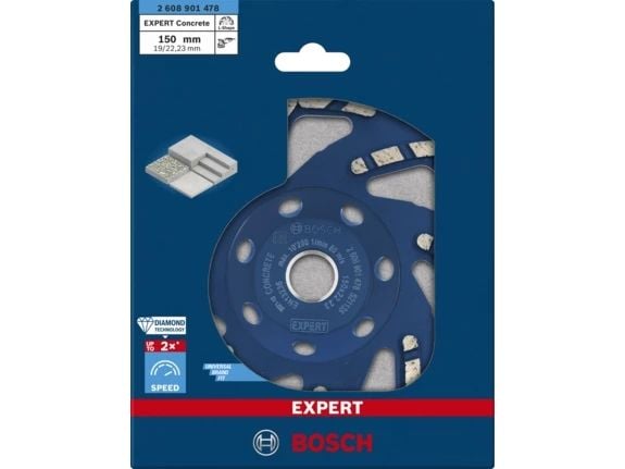 Bosch 2 608 901 478, Slipeskive, Betong, 15 cm, Bosch, Flatt senter, 2,22 cm
