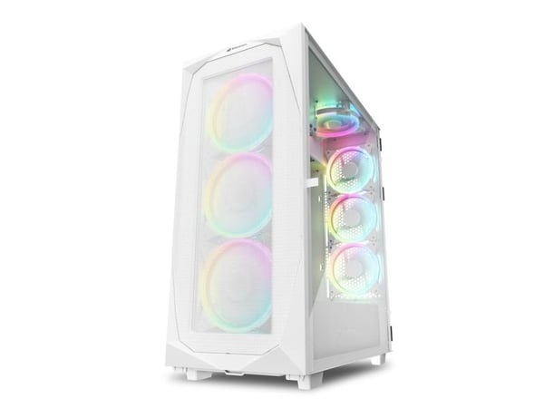 Sharkoon REV300 - Tower - utvidet ATX (E-ATX) - sidepanel med vindu (herdet glass) - ingen strømforsyning - hvit - USB/lyd