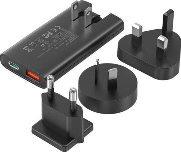 Choetech Mini-lader, reise-nettlader Choetech PD6011 PD65W GaN slim USB-A+C (svart)