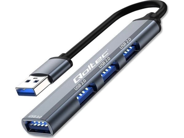 Qoltec - Hub - 1 x SuperSpeed USB 3.0 + 3 x USB 2.0 - stasjonær