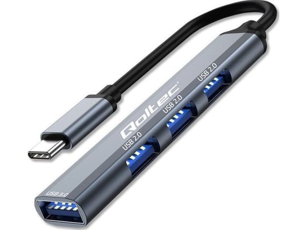 Qoltec - Hub - 1 x SuperSpeed USB 3.0 + 3 x USB 2.0 - stasjonær
