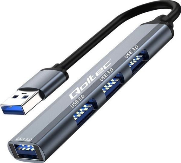 Qoltec - Hub - 4 x SuperSpeed USB 3.0 - stasjonær