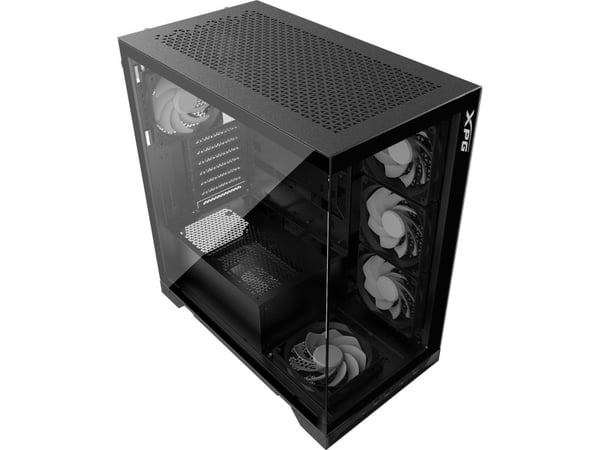 XPG Invader X - Mid tower - ATX - sidepanel med vindu (herdet glass) - ingen strømforsyning - svart - USB/lyd