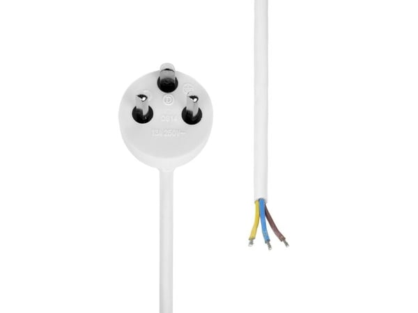 MicroConnect - Strömkabel - Typ K (hane) till blank tråd - 250 V - 13 A - 5 m - vit - Danmark