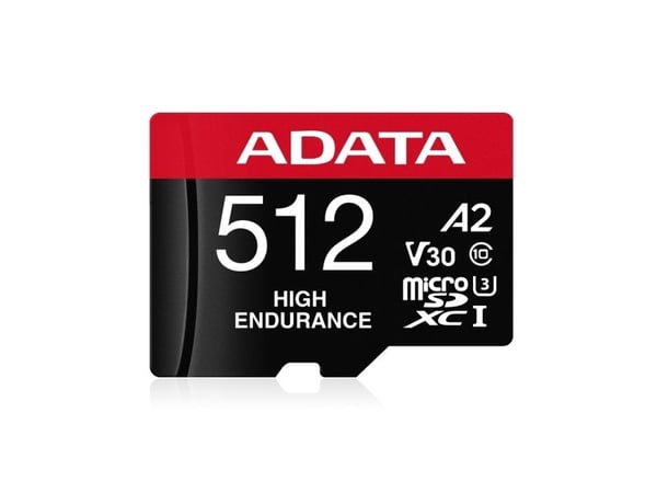 ADATA High Endurance - Flashminnekort (microSDXC til SD-adapter inkludert) - 512 GB - A2 / Video Class V30 / UHS-I U3 / Class10 - microSDXC UHS-I