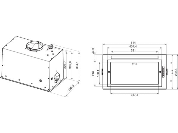 Whirlpool WCT3 64 FLB X, 395 m³/h, Ducted/Recirculating, E, A, D, 61 dB