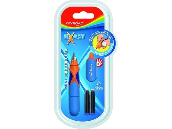 Keyroad fyllepenn KEYROAD mini, 2 blå blekkpatroner gratis, blister, fargeblanding