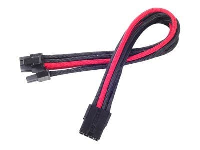 SilverStone PP07 - Förlängningskabel för ström - 8-stifts PCIe-ström (6+2) (hane) till 8-stifts PCIe-ström (hona) - 25 cm - svart / röd