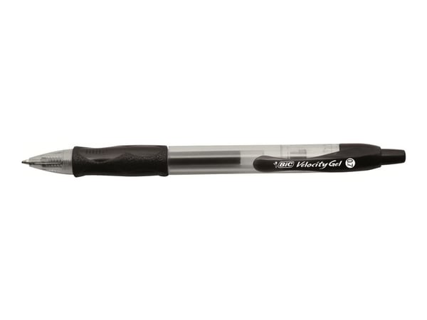 BIC VELOCITY - Rulleballpenn - svart - gelblekk - 0.7 mm - medium - retraktil (en pakke 12)