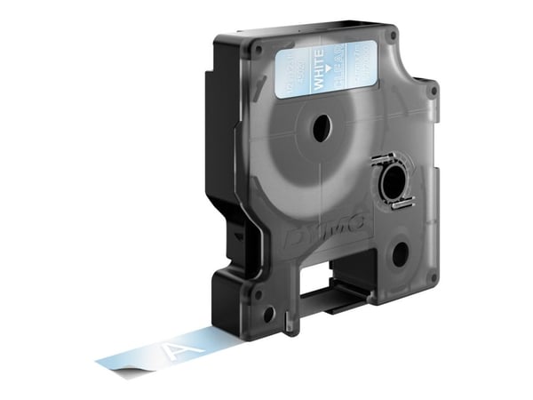 DYMO D1 - Selv-adhesiv - hvitt på transparent - Rull (1,2 cm x 7 m) 1 kassett(er) merketape - for LabelMANAGER 160, 210D, 210D Kit, 210D Kit Case, ...