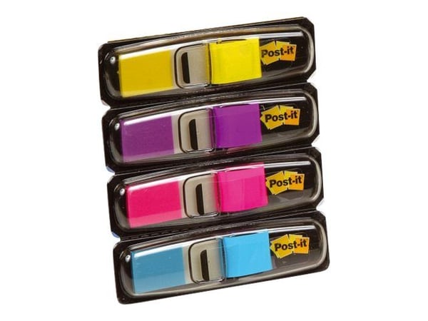 Post-it Index Promotion Mini 683-VAD1 - Indexflaggor med dispenserare - 11.9 x 43.2 mm - 328 ark (8 x 35 + 2 x 24) - sorterad