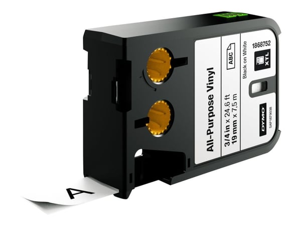DYMO XTL All-Purpose - Vinyl - permanent selvklebende - svart på hvitt - Rull (1,9 cm x 7 m) 1 kassett(er) tape