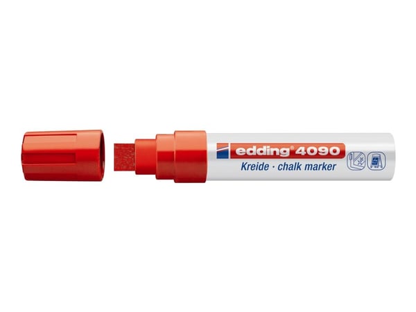 edding 4090 chalk - Markør - for glass, speil, krittbrett - svart, rød, blå, fluorescerende lysegrønn (fluorescent light green) - vannbasert flyten...