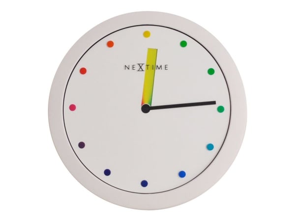 Nextime Colour Change - Klokke - kvarts - veggmonterbar - 28 cm - hvit