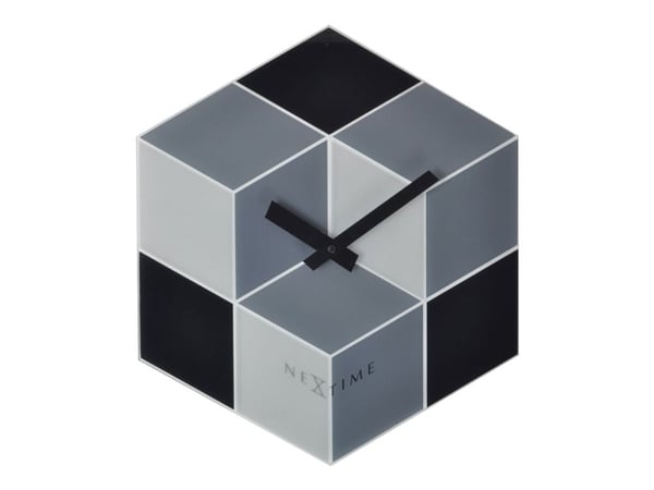 Nextime Cubic - Klokke - heksagonal - kvarts - veggmonterbar - 37.5 x 43 cm - grå