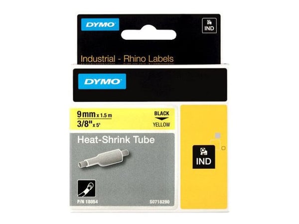 DYMO RhinoPRO Heat shrink tubing - Polyolefin - svart på gult - Rull (0,9 cm x 5,5 m) hylser - for Rhino 4200, 6000, 6000 Hard Case Kit