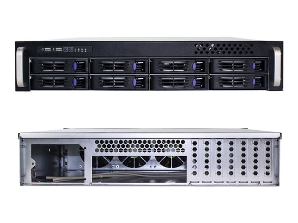 FANTEC SRC-2080X07 - Rackmonterbar 2U - SSI CEB - SATA/SAS - hot-swap - svart anodisert aluminium, sølvanodisert aluminium - USB