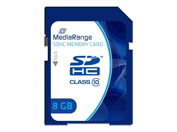 MediaRange - Flash-minnekort - 8 GB - Klasse 10 - SDHC - blå