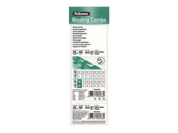 Fellowes 5347803, Valkoinen, 180 arkkia, Muovi, 50 kpl