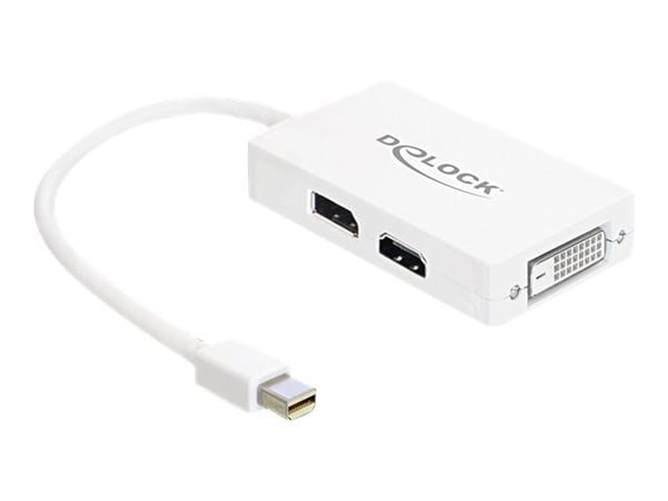 Delock - Video adapter - dobbeltlenke - Mini DisplayPort hann til DVI-D, HDMI, DisplayPort hunn - 16 cm - hvit