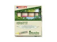 edding EcoLine 24 - Markeringspenn - gul, oransje, rosa, lysegrønn - vannbasert blekk - 2-5 mm (en pakke 4)