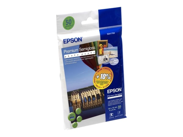 Epson Premium Semigloss Photo Paper - Halvblank - 100 x 150 mm - 251 g/m² - 50 ark fotopapir - for EcoTank ET-2750, 2751, 2756, 2850, 2851, 2856, 4...