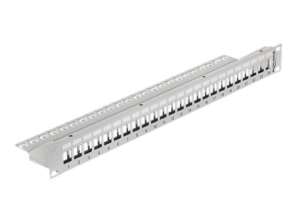 Delock Keystone Patch Panel - Koblingspanel - grå - 1U - 19" - 24 porter