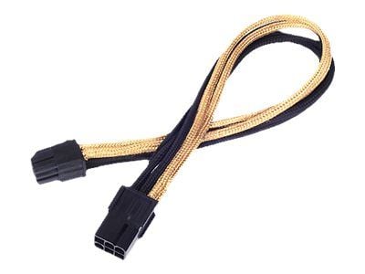 SilverStone PP07 - Strømforlengelseskabel - 6-pins PCIe-strøm (hunn) til 6-pins PCIe-strøm (hann) - 25 cm - svart/gull