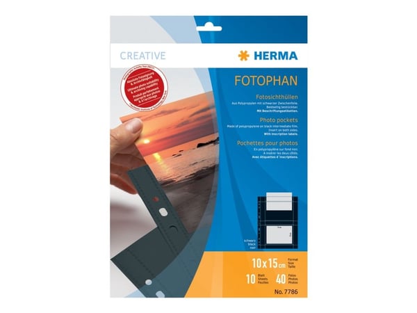 HERMA 7786, 100 x 150 mm, Musta, Läpinäkyvä, Polypropeeni (PP), Muotokuva, 230 mm, 310 mm