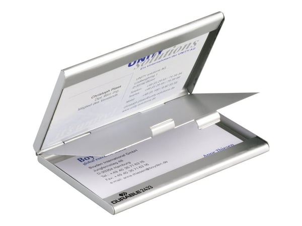 DURABLE Business Card Holder/Case DUO - Visittkortboks - aluminium - sølv