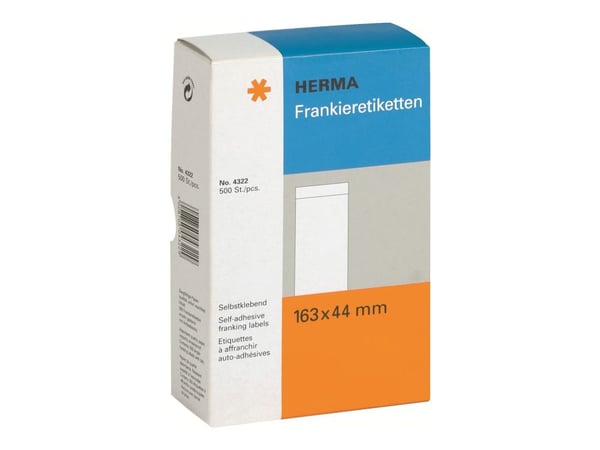 HERMA Frankointitarrat - Paperi - matta - itseliimautuva - valkoinen - 163 x 44 mm 500 tarraa (500 arkkia x 1) tarrat HERMA Frankointitarrat - Paperi - matta - itseliimautuva - valkoinen - 163 x 44 mm 500 tarraa (500 arkkia x 1) tarrat