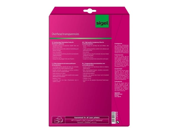 Sigel LF619 - 125 mikroner - A4 (210 x 297 mm) 20 ark overhead-transparenter
