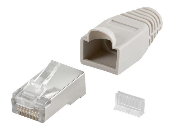 Wentronic goobay - Modulaarinen pistoke RJ45 - suojattu - taivutussuojalla - harmaa