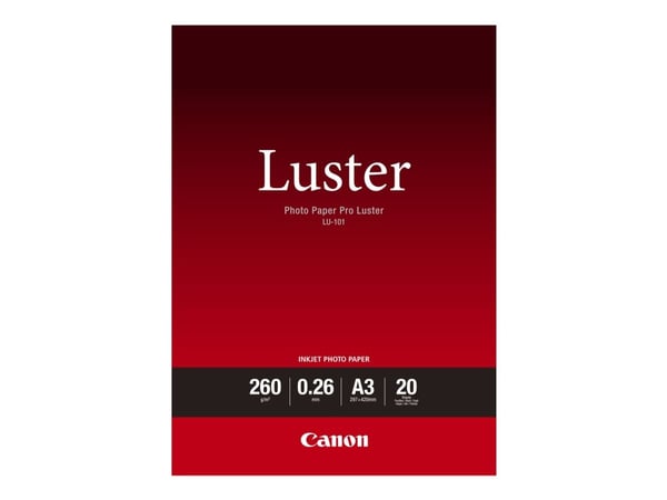 Canon Photo Paper Pro Luster LU-101 - Glans - 260 mikroner - A3 (297 x 420 mm) - 260 g/m² - 20 ark fotopapir - for PIXMA PRO-1, PRO-10, PRO-100