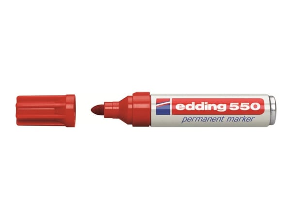 edding 550 - Markør - permanent - for glass, metall, plast - rød - 3-4 mm